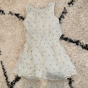 Super Pale Mint lined cotton tank dress silver polka dots